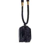 Raw Black Necklace - Rough Polished Natural Stone, Powerful Grounding Energy Protection Charm, Classic Black Fashion Pendant Chain 15g, Elegant Spiritual Accessories Jewelry Gift For Men Women Lovers