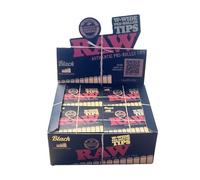 RAW BLACK PREROLLED WIDE TIPS W SHAPE - 20 packs of 18 tips each