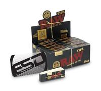 RAW Black Rolling Tips Full Box | 50 Packs | 50 Tips Per Pack | Taste the Terps with Classic Thin Black Tips