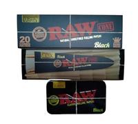 RAW Black Tin with 20 Black Classic King Size Cones