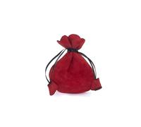 Raw Blade Medieval Black Leather Bag, 9cm x 5cm, Leather Cord, for Larp and Renaissance Fairs, red, Medieval Fantasy