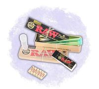 RAW Caddy Pocket Rolling Kit - Tin Caddy, Papers, Tips, Glass Filter & Storage | Compact Rolling Accessories Kit - Classic & Black (RAW Black)