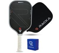 Raw Carbon Fiber Pickleball Paddle, 16mm Toray T700 Thermoformed with Foam Injected Walls - Carbon Friction Textured Surface with Expanded Sweet Spot. USAPA Approved (Alpha-X Pro 16mm - White/Grey)