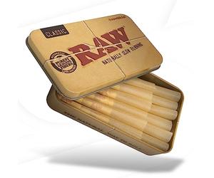 RAW Classic Cones 98 Special Packed Inside a RAW Metal Tin Container with Packing Tubes | 20 Pack |