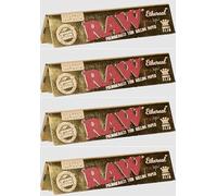 RAW Classic Ethereal Gold King Size Slim Rolling Papers - 4 Pack (128 Leaves) - Ultra-Thin, Unrefined, Natural Fibers - Slow Burning & Smooth Draw - Premium Rolling Paper for the Perfect Smoke
