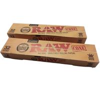 RAW Classic Pre-Rolled Cone King Size-2 x 32 Pieces-109 mm-Basic64, Plant-based, Yellow, S