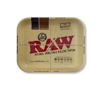 RAW Classic Rolling Tray | Size - Large | Strong Sturdy Metal and Curved Corners - No Creases