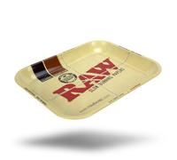RAW Classic Rolling Tray | Size - Large | Strong Sturdy Metal and Curved Corners - No Creases