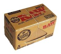 RAW CLASSIC SINGLE WIDE 5 METER ROLLS NATURAL UNREFINED ROLLING PAPERS - 24 ROLLS