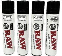 Raw Clipper Lighter Set, 4 Standard Size Lighters Multipack, Refillable Butane Clipper Lighter Compatible With Clipper Flints, Collectible Raw Theme Gift Pack