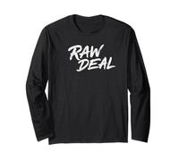 Raw Deal Retro Distressed Typography Graphic Long Sleeve T-Shirt