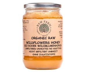 Raw Farm - Organic Raw Pure Wildflowers Honey 900 g - Unfiltered, Unheated, Unprocessed, Cold-Extracted, Straight from the Bee hive (900 g, Organic Wildflowers)