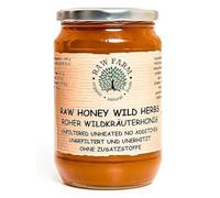 Raw Farm - Pure Raw Wildflowers and Herbs Honey 900 g - Unfiltered, Unheated, Unprocessed, Cold-Extracted - Rich in Enzymes & Pollen, Straight from the bee hive