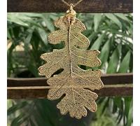Raw Gemstone Jewellery Oak Leaf Necklace In Gold Plate - L, Yellow Gold