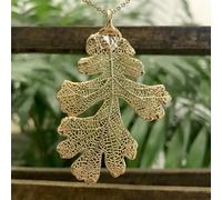 Raw Gemstone Jewellery Oak Leaf Necklace In Gold Plate - Yellow Gold, S