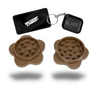 RAW Gripper Grinder - Spice Mill - Medium Grind V2 + RAW Tiny Matte Black Murder'd Tray Keychain - Unique Collectible