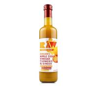 Raw Vibrant Living Organic Apple Cider Vinegar Blend with Turmeric and Ginger Unfiltered with the Mother 500 ml (Pack of 4)