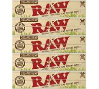 RAW King Size Slim Rolling Papers [Organic] - 5 Pack | Unbleached, Natural, Slow Burn, Vegan-Friendly | 100% Authentic RAW Papers for Smooth Smoking Experience