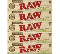RAW King Size Slim Rolling Papers [Organic] - 5 Pack | Unbleached, Natural, Slow Burn, Vegan-Friendly | 100% Authentic RAW Papers for Smooth Smoking Experience