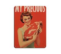 Raw Meat Art Happy Housewife Steak Fun Poster Butcher Tin Sign Vintage Metal Pub Club Cafe Bar Home Wall Art Decoration Poster Retro 12x16inch(30x40cm)