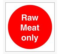 Raw Meat only food hygiene sign Health & Safety kitchen sticker 100mm x 100mm self adhesive vinyl To help staff identify designated food storage and preparation areas (5)