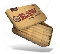 RAW Mini Dogwalker Single Size 70/30 Slow Burning Pre-rolled Cones - Shorter than 1 1/4 Rolling Papers - Inside Metal Tin Container - 20 Pack
