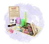 RAW Mini Sweet Roll Tray Set - Mini Rolling Tray, RAW Papers, Tips, Storage & USA Sweets | Compact Rolling Accessories Kit