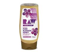 Raw Organics Pure Blossom Cold Pressed Honey 350g - Soft-Set, Runny Honey in Squeezy Bottle - Cold-Extracted & Certified Organic - Raw, Unpasteurized, & Unfiltered - Vegetarian