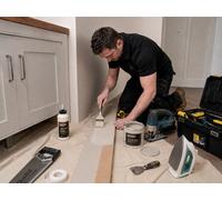 Raw Paintable Mdf Plinth Kickboard Kit. 18mm Mdf 120mm (H) X 2440mm (L), Plinth Seal, Paintable Edging Tape And Clips