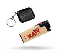 RAW Phoenix Classic Lighter - Refillable with Built-in Poker Windproof No Gas or Fuel Included + Exclusive for ESD Keychain Mini Rolling Tray Black No Gas Included