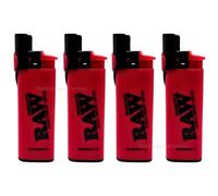 RAW Phoenix Rare Refillable Lighter - Black Standard Flame Lighter with Built-In Wind-Resistant Shield and Packing Tool Poker Stick - Durable & Reusable Design (4 Red Phoenix)