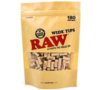 RAW PRE Rolled Wide Tips Filter Paper Natural Rolling RAW Tips 180 Tips