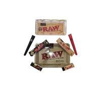 Raw Rectangle Glass Ashtray & Raw Metal Rolling Tray Gift Set Papers Tips & Wise Skies Doob Tubes