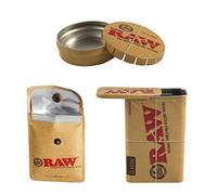 RAW Rectangular & Round Metal Cigarette Tin Case/Stash Case + Raw Pocket Ashtray Deal