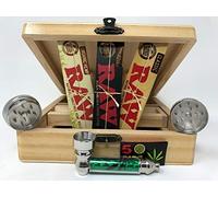 Raw Rizla Connoisseur Natura Classic Black Combi Roach Filter Tips Rolling Box And Paper Gift Set(Raw 2)