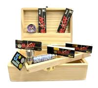 RAW Rolling Box 8-in-1 Smoking Gift Set with Black Kingsize Slim Papers, Metal Pipe & Accessories