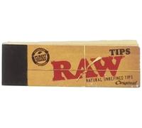 RAW 100 x Natural Rolling Paper Tips Filter Book, Chlorine Free, Unbleached, Chemical Free, RAWTIPSx100