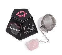 Raw Rose Quartz Crystal Tea Strainer - Elegant Gemstone Infuser