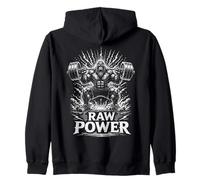 Raw Strength Power Gorilla Gym Motivation Ape Design Zip Hoodie