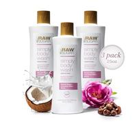 RAW SUGAR Simply Body Wash, Beach Rose + Coconut Milk + Shea (25 fl oz, Pack of 3), Sensitive Skin Bath Soap F