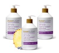 RAW SUGAR Simply Hand Wash 16.9 Fl Oz (Pack of 3) Pineapple + Maqui Berry + Coconut Liquid Hand Soap for Kitchen or Bathroom Cleanses & Refreshes Ha