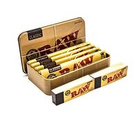 RAW Tobacco, Cigarette, Stash and Travel Tin with 4 Classic King Size Papers and 2 Books Rolling Tips