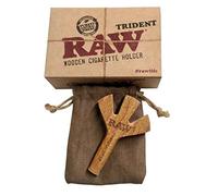 RAW TRIDENT WOODEN CIGARETTE HOLDER, RAW DOUBLE BARREL WOODEN CIGARETTE HOLDER & RAW CLASSIC KING SIZE CONE BY MAKBROS