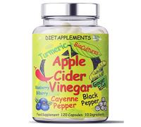 Raw, Unfiltered Apple Cider Vinegar with The Mother from Suffolk, Turmeric, Ginger, Black Pepper, Cayenne Pepper, Blueberries, Bilberries, High Strength Bio Cultures. 120 Vegan, Potent Capsules