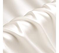 Raw White 100% Pure Silk Fabric Solid Color Charmeuse Fabrics by The Pre-Cut 1 Yard for Sewing Width 44 inch
