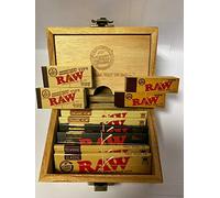 RAW Wooden Box Papers Set Wide Filter Tips Organic Classic 2 x Black KS, Brown, Medium