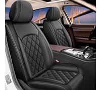 RAWAKORW Customized 2 Front Car Seat Covers for Jeep Wrangler 2007-2026: Leather Waterproof Automotive Seat Covers 2-Door/4-Door(Black)