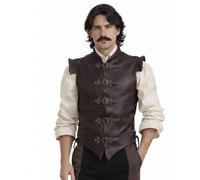 RAWBLADE Diego Black Medieval Leather Jerkin for Men, Leather Tunic & Armor Vest, Renaissance Pirate Costume for Ren Faire