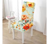 Rawbmop Chair Covers Set of 2 Orange Flowers Stretch Removable Washable Dining Chair Protector Cover,High Back Chairs Covers,Universal Fit Chairs Slipcovers for Kitchen,Hotel,Office Ceremony