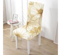 Rawbmop Chair Covers Set of 2 Yellow Plant Flowers High Stretch Universal Fit Dining Chair Slipcovers, Removable and Washable Full Wrap Chairs Protectors, for Home, Kitchen, Restaurant and Hotel